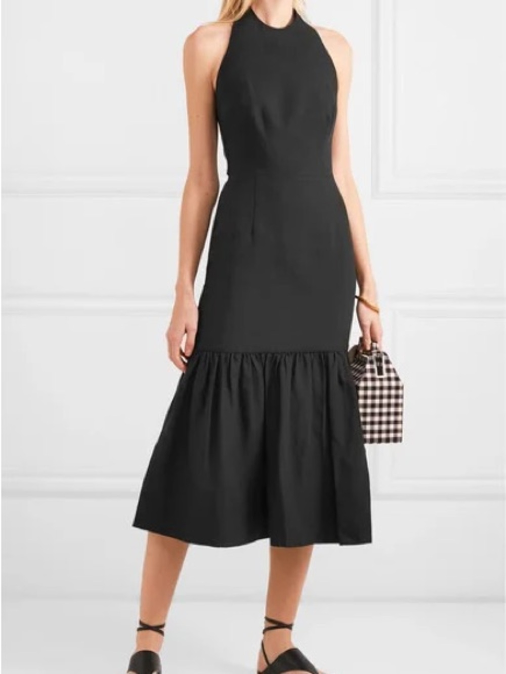 Rebecca Vallance Black Sleeveless Maxi with Ruffle Hem